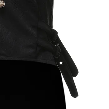 Pánská Gothic Steampunk Oblek Vesta 2020 Středověké Viktoriánské Aristokrat Cosplay Ples Vesta Muže Dvojí Breasted Černé Vesty Mužské