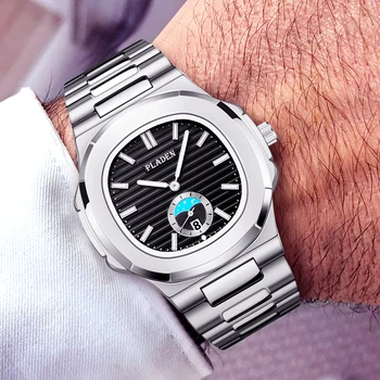 Pánské Hodinky Top Značky Luxusních hodinek Muži Quartz Oceli Armáda Patek Hodinky Černý Ciferník Vodotěsné AAA Mužské Nautilus Náramkové hodinky