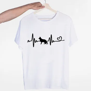 Pánské německý Ovčák T-Shirt Men Krátký Rukáv Letní Módní Ležérní Tričko Bílé T Košile Módní Tričko O-Neck Topy