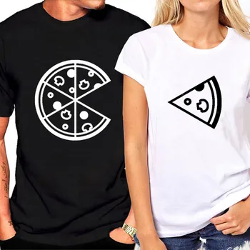 Pár Tričko Páry Odpovídající Trička Chybějící Pizza Plátek Kvalitní Bavlna, Kvalitní Móda