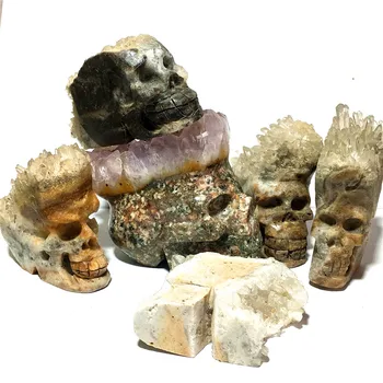 Přírodní lebky Quartz Crystal Kameny Svatební Domácí Dekoraci Čakry Léčbě Halloween DIY Dárek Reiki Lebky