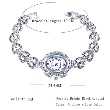 QINGXIYA Luxusní Značky Dámské Quartz Hodinky Ženy Šaty Hodinky Šedá Crystal Vintage Stříbrné náramkové Hodinky Módní Ženy Náramek