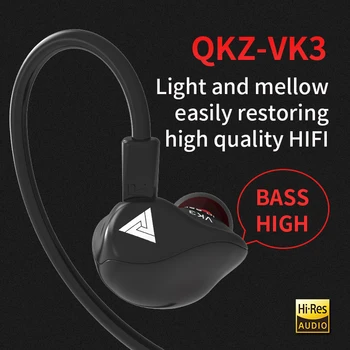 QKZ VK3 Sluchátka k Telefonu Sluchátka S Mikrofonem fone de ouvido Přirozený Zvuk 3,5 mm Dynamická hi-fi Sluchátka Ušní Telefony pro iPhone ios