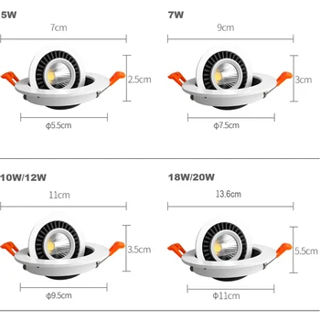 QLTEG Stmívatelné LED Downlight 5w, 7w 10w Zapuštěné Stropní Svítidlo Otáčení o 360 Stupňů bodové osvětlení AC 110v 220V Vnitřní LED 4000K Žárovka
