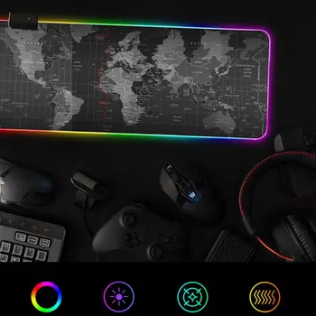 RGB Velké Herní Podložka Mapa Světa Počítačový Stůl Podložka pod myš Gamer Velký Led Mouse Mat
