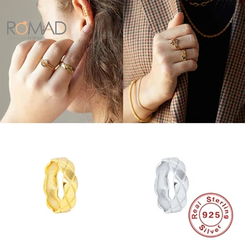 ROMAD 925 Mincovní Stříbro Prsteny Pro Ženy Luxusní DOPLŇKY Módní Vlna Okraj Lesklé Diamantový Prsten Šperky korejské Bijoux Femme