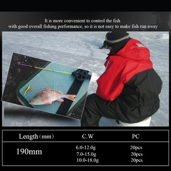 RYBÍ KRÁL 20ks/balení 3 barvy, 190mm Zimní Rybaření na Ledu Top z Nerezové Oceli Přenosné Venkovní Rybaření Na Rybářské Náčiní