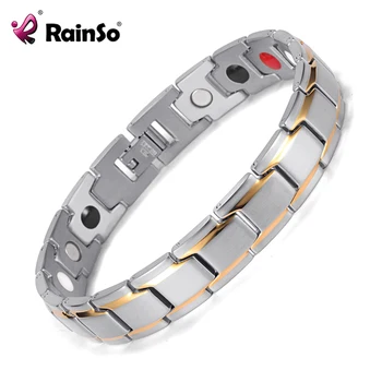 Rainso z Nerezové Oceli Bio Energy Módní Náramek Zdraví JEDLE Náramek Magnetické Šperky Náramky Hologram Náramek