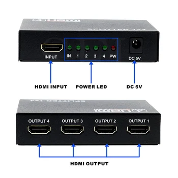 Rankman HDMI-kompatibilní Splitter 1080P 4k Přepínač 1x2 1X4 Spínač Adaptér pro PC, PS4 DVD TELEVIZE, Notebook, Monitor, Projektor X-box
