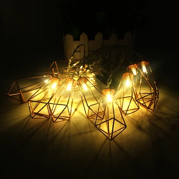 Retro Žehlička Kov Diamond LED Řetězec Víla Světla Bateriové Vánoční Holiday Svatební Party bytové Dekorace 10 Led Lucerna Řetězec Lampy