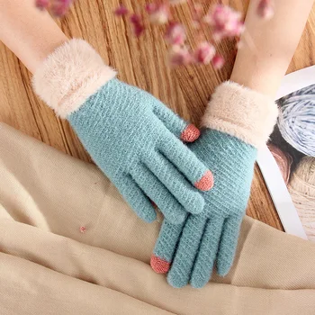 Rukavice dámské zimní plyšové teplé jezdecké rukavice Outdoor odolný proti větru a chladu důkaz Dotyková obrazovka rukavice ženy