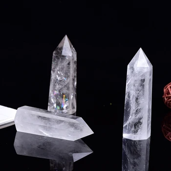 Runyangshi 1ks Přírodní Clear Quartz Hůlka Bod Léčení crystal Kameny pro Akvarijní Řemesla Dělat Ozdoby Domova 10x3cm