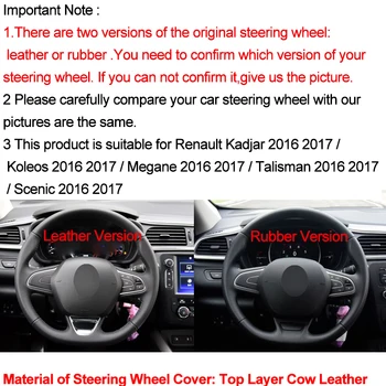 Ruční Šití Volant Kryt Volant Vrchní Vrstva Hovězí Kůže Pro Renault Kadjar Koleos Megane, Talisman Scenic 2016 2017