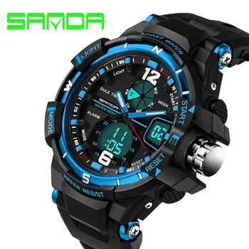 SANDA top značky luxusní sportovní hodinky módní vojenské hodinky mužské Hodiny Muž vodotěsné LED digitální hodinky Relogio Masculino