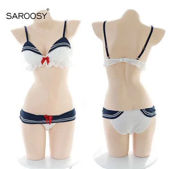 SAROOSY Sexy Kostýmy Ženy Kawaii Japonských Studentů Cosplay Erotické Prádlo Sheer Nastavitelný Bikiny Bavlněné Pad Podprsenka Mesh Sady