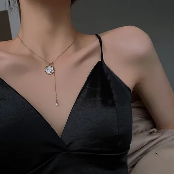 SNCSDK Titanium ocel, hvězda matka shell Ženy náhrdelník ženské design smysl jednoduché přívěsek klíční kost řetěz temperament příslušenství