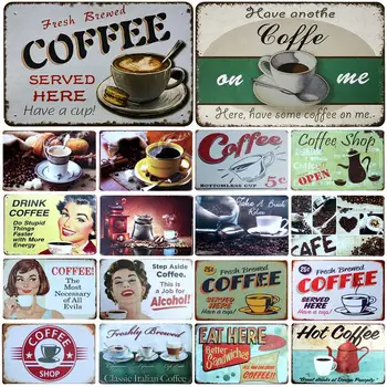 [SQ-DGLZ] Hot Coffee Set Kov, Znamení, Obchod, Bar Dekorace na Zeď Tin Znamení Vinobraní plechové Cedule Domova Malování Plakety Plakát