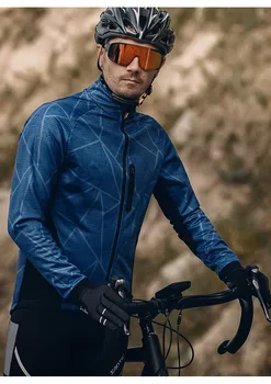 Santic Muži Zimní Cyklistické Bundy Fleece Tepelné Větrovka Vodotěsné MTB Plášť na Kole Bunda Udržujte v Teple Reflexní
