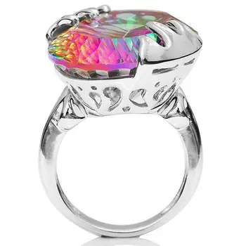 Sedm Rainbow Topaz Vejce Prsten pro Ženy Módní Zásnubní Svatební Dar Šperky Prsten Drahokam Prsteny pro Ženy