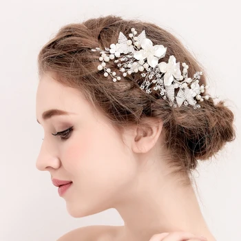 Starožitné Stříbrné Svatební Květinový Svatební Vlasy Hřeben Módní Pokrývka Hlavy Nevěsty Vlasy, Šperky, Ručně Vyráběné Ženy Vlasy Příslušenství