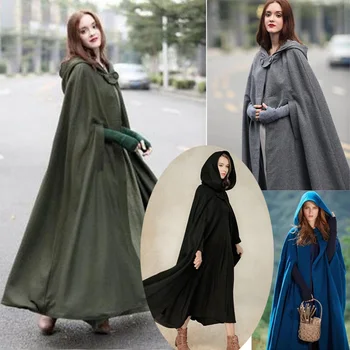 Středověký Plášť S Kapucí Kabát Tenké Ženy Vintage Gothic Cape Kabát Dlouhý Příkop Kabát 2019 Ženy Halloween Cosplay Kostým, Plášť