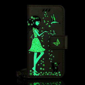 Světelný Dívka Záře Kůže Flip Wallet Soft Telefon Silikonové Pouzdro pro Samsung Galaxy S3 S4 S5 S6 S7 Edge S8 S9 Plus Note 8
