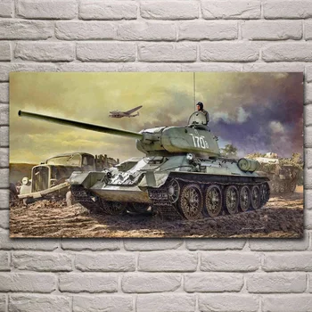T 34 85 tank gruzovik nádrž pe 2 bombardér ww2 obývací pokoj dekorace domů wall art dekor dřeva, rám, textilie, plakáty KH715