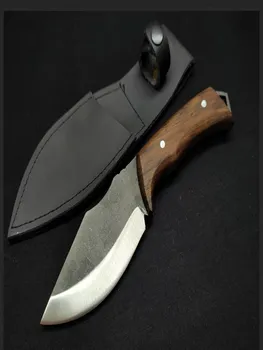 Taktický pevný nůž bushcraft venkovní nástroje, lovecké nože přežití bojové 4116 oceli ostré ořechového dřeva rukojeť vysoce kvalitní