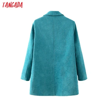 Tangada 2020 Podzimní Zimní Dámské Manšestrové Sako Kabát Vintage Dlouhý Rukáv Žena Oblečení Elegantní Topy DA149