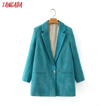 Tangada 2020 Podzimní Zimní Dámské Manšestrové Sako Kabát Vintage Dlouhý Rukáv Žena Oblečení Elegantní Topy DA149