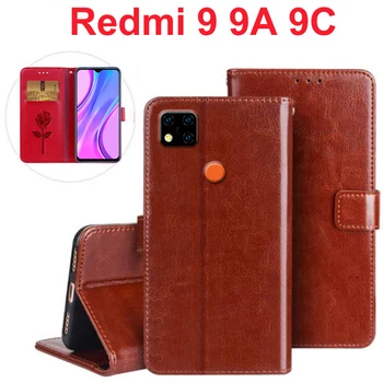 Telefonní Kryt Pro Xiaomi Redmi 9A 9AT 9C NFC Případě Flip Kožené Peněženky Stát Capa Pro Redmi 9i 9 Napájení Telefon Funda Chránit Shell