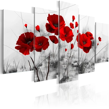 Tisk na plátno 5 Kusů Plakátů Zeď Art Květy Plátno Obraz Barevné Květinové Plakáty a Tisky pro Obývací Pokoj Domácí Dekor