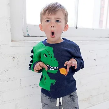 Trochu maven 2018 podzim kluci značky oblečení děti bavlněné Mikiny chlapec rozzlobený dinosaur fleece C0114