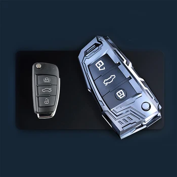 Tvrdý Zinek, Slitiny Auto Dálkové Flip Klíč Chránit Kryt Pouzdro Shell Pro Audi R8 A1 A3 A4 A5 A6 A7 A8 Q3 Q5 Q7 C5 C6 A4L A6L Car Styling
