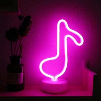 Tvůrčí VEDL Hudební Tvar, Neon, Noc, Světla, Baterie a USB Stůl Noční Lampa Pro Děti Pokoje Ložnice Party Dekorace