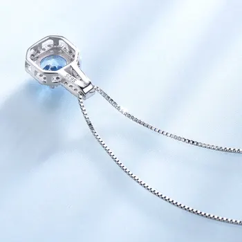 UMCHO 925 Sterling Silver Šperky Kole Vytvořil Sky Blue Topaz Set Prsten Náhrdelníky & Přívěsky Pro Ženy Svatební Party Dárek