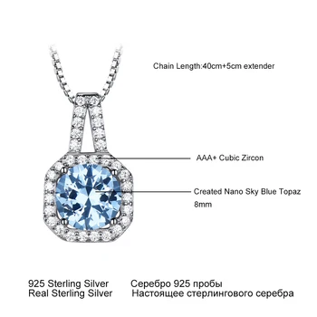UMCHO 925 Sterling Silver Šperky Kole Vytvořil Sky Blue Topaz Set Prsten Náhrdelníky & Přívěsky Pro Ženy Svatební Party Dárek