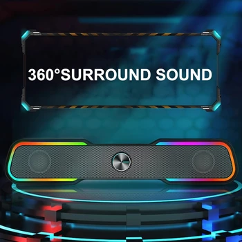 USB Kabelové Reproduktor SoundBar LED Světlo Stereo Bass Subwoofer Audio AUX Reproduktor Surround Sound Bar Box pro Počítač, TELEVIZI, PC, Notebook