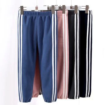 V-STROM dětské Kalhoty Plus Sametové Zahuštění Chlapci Dívky Side Stripe Tepláky Kalhoty Dětské Fleece Kalhoty Nové na Podzim a v Zimě