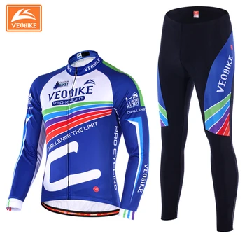 VEOBIKE Pro Dlouhý Rukáv Cyklistické Jersey Sada Muži Tepelné Fleece Teplé Zimní Cyklistické Oblečení Sportovní oblečení Ropa Ciclismo