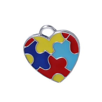 Ve tvaru srdce smalt-barevný autismem puzzle kouzlo přívěsek DIY šperky příslušenství handMaking Dárky