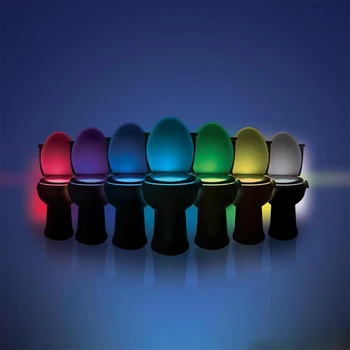 Velkoobchodní 10 sad Noční Osvětlení Novinka Osvětlení Snímač Toaleta Světlo LED Lampa Lidský Pohyb Aktivuje Noční osvětlení RGB