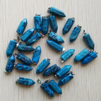 Velkoobchodní 50ks/lot 2018 módní kvalitní modrá onyx šestihranný pilíř přívěsky přívěsky fit náhrdelník tvorby doprava zdarma