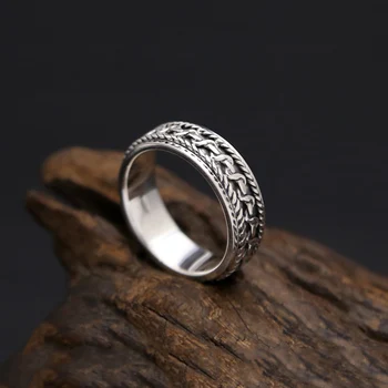 Vintage Černá Kruh Real 925 Sterling Silver, Pro Muže a Ženy, Spinning Thajsko stříbro Společné Prsten Šperky FR5