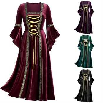 Vintage Ženy Šaty Královský Palác Oblečení Středověké Kostýmy, Karneval, Party, Cosplay Kostým Středověku Retro Styl Dlouhé Šaty