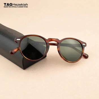 Vysoce kvalitní 2019 TAG značky Vintage černé kulaté brýle 5186 polarizované sluneční brýle muži gafas sol hombre polarizadas uv400