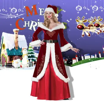 Vánoční Kostýmy Dospělí Muži A Ženy Styly Santa Claus Vánoční Šaty Vánoční Pár Kostýmy Kostým Kostým Pro Dospělé