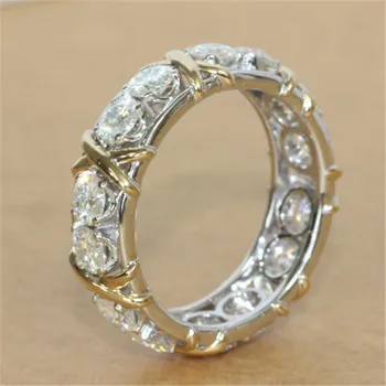 Věčnost 10K Gold 4mm Diamantový Prsten 925 sterling silver Cross Šperky Zásnubní Svatební kapely Prsteny pro Ženy, muže Strany příslušenství