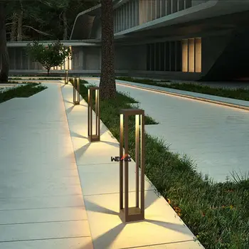 (WECUS) čtverec Hliníkový trávník lampy, led moderní jednoduchý zahradní osvětlení, venkovní krajinářský park světel