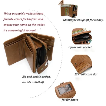 WESTAL pánská peněženka z pravé kůže peněženka pro muže jménem rytí kreditní karty holdercoin kabelku muži spojka taška pár design 856
